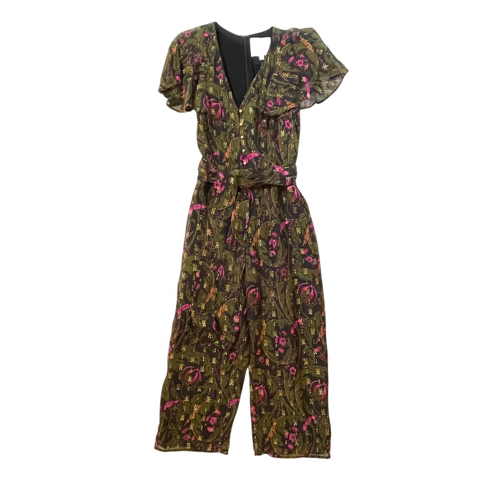 NWT Anthropologie ETT:TWA Brenda Jumpsuit - Green Pink Gold - Size 4 - Picture 3 of 8